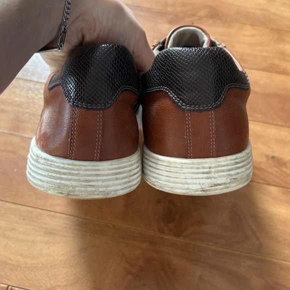 Men's Brown Leather Casual Sneakers - Classic Lace-Up - Picture 4 of 6